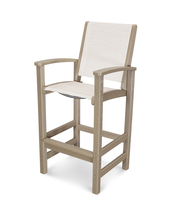 POLYWOOD Coastal Bar Chair in Vintage Sahara with Parchment fabric