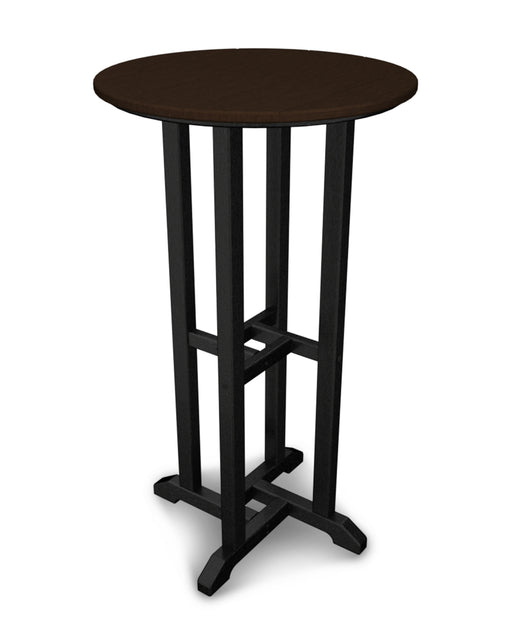 POLYWOOD Contempo 24" Round Bar Table in Black / Mahogany