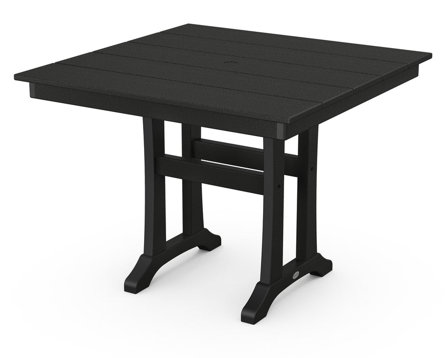 POLYWOOD Farmhouse Trestle 37" Dining Table in Black