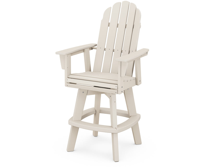 POLYWOOD Vineyard Curveback Adirondack Swivel Bar Chair in Sand