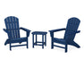POLYWOOD Nautical 3-Piece Adirondack Set with South Beach 18" Side Table in Navy