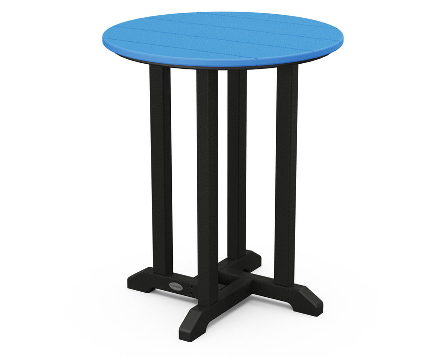 POLYWOOD® Contempo 24" Round Dining Table in Black / Pacific Blue