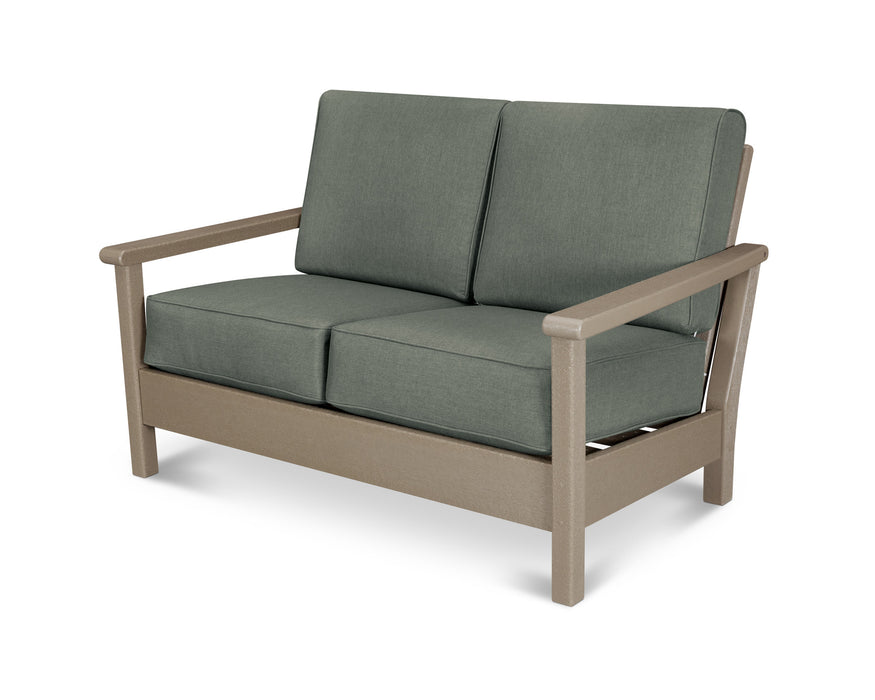 POLYWOOD Harbour Deep Seating Settee in Vintage Sahara with Spectrum Carbon fabric
