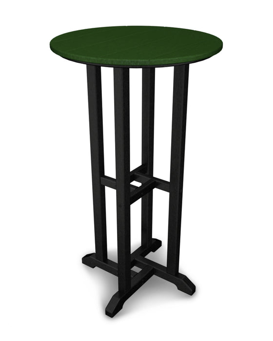 POLYWOOD Contempo 24" Round Bar Table in Black / Green