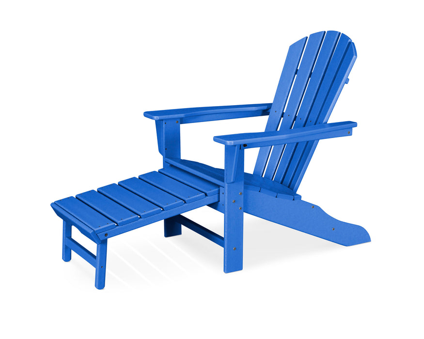 POLYWOOD Palm Coast Ultimate Adirondack with Hideaway Ottoman in Pacific Blue