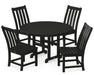 POLYWOOD Vineyard 5-Piece Round Side Chair Dining Set in Black