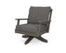 POLYWOOD Braxton Deep Seating Swivel Chair in Slate Grey with Sancy Denim fabric