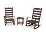 POLYWOOD Shaker 3-Piece Porch Rocking Chair Set in Mahogany