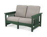 POLYWOOD Mission Settee in Green with Weathered Tweed fabric