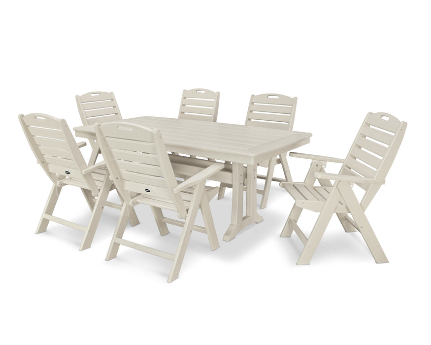 POLYWOOD 7 Piece Nautical Dining Set in Sand