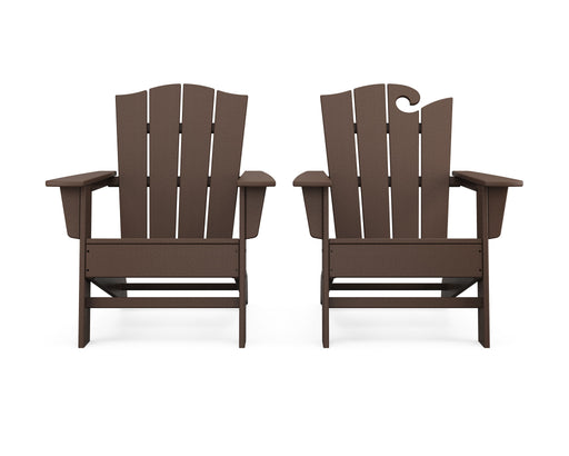 POLYWOOD Wave 2-Piece Adirondack Chair Set with The Crest Chair in Mahogany
