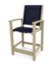 POLYWOOD Coastal Counter Chair in Sand with Navy 2 fabric