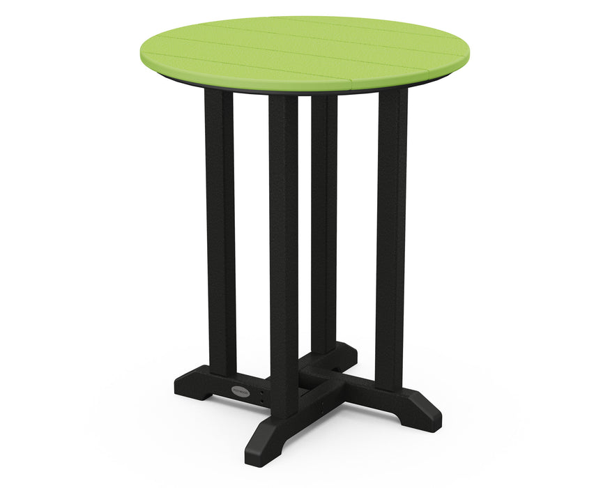 POLYWOOD® Contempo 24" Round Dining Table in Black / Lime
