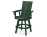 POLYWOOD Modern Curveback Adirondack Swivel Bar Chair in Green