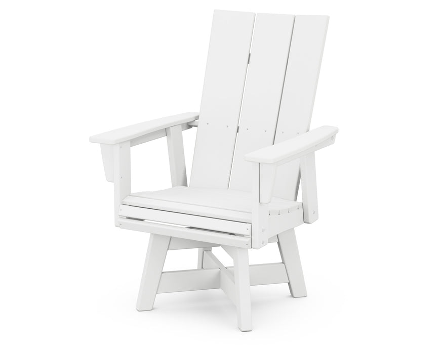 POLYWOOD Modern Curveback Adirondack Swivel Dining Chair in White