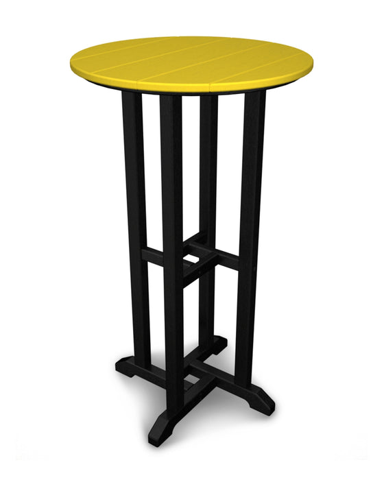 POLYWOOD Contempo 24" Round Bar Table in Black / Lemon