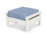 POLYWOOD Harbour Deep Seating Ottoman in Vintage White with Marine Indigo fabric