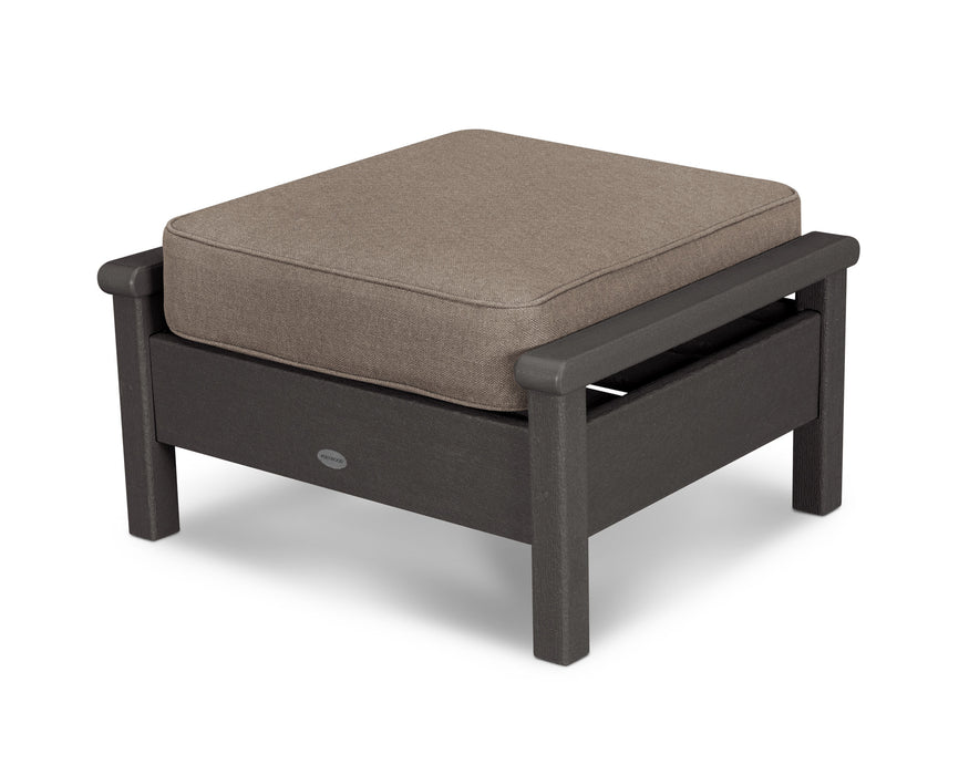 POLYWOOD Harbour Deep Seating Ottoman in Vintage Sahara with Natural Linen fabric