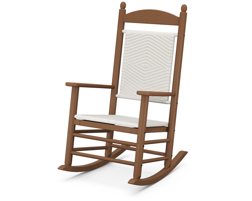 POLYWOOD Jefferson Woven Rocking Chair in Teak / White Loom