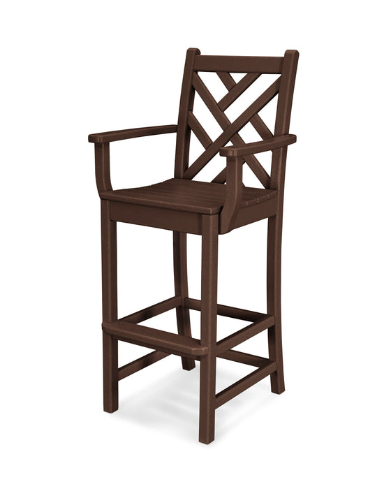 POLYWOOD Chippendale Bar Arm Chair in Mahogany