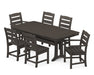 POLYWOOD Lakeside 7-Piece Nautical Trestle Dining Set in Vintage Coffee