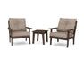 POLYWOOD Lakeside 3-Piece Deep Seating Chair Set in Vintage Coffee with Ash Charcoal fabric