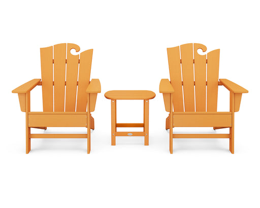 POLYWOOD Wave 3-Piece Adirondack Set with The Ocean Chair in Tangerine