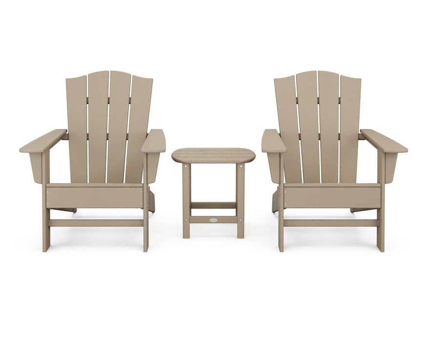 POLYWOOD Wave 3-Piece Adirondack Chair Set with The Crest Chairs in Vintage Sahara