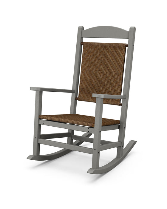 POLYWOOD Presidential Woven Rocking Chair in Grey / Tigerwood
