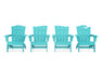 POLYWOOD Wave Collection 4-Piece Adirondack Chair Set in Aruba