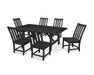 POLYWOOD Vineyard 7-Piece Rustic Farmhouse Side Chair Dining Set in Black