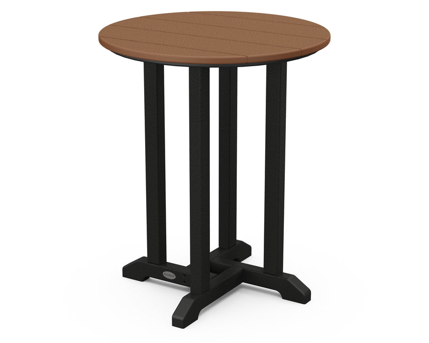 POLYWOOD® Contempo 24" Round Dining Table in Black / Teak