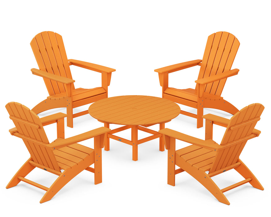 POLYWOOD Nautical 5-Piece Adirondack Chair Conversation Set in Tangerine