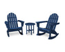 POLYWOOD Vineyard 3-Piece Adirondack Rocking Chair Set in Navy