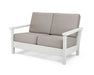 POLYWOOD Harbour Deep Seating Settee in Vintage White with Sancy Shale fabric