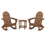 POLYWOOD Vineyard 3-Piece Adirondack Rocking Chair Set with South Beach 18" Side Table in Teak