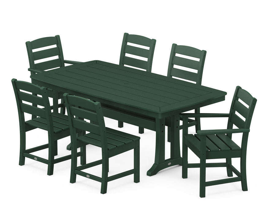 POLYWOOD Lakeside 7-Piece Nautical Trestle Dining Set in Green