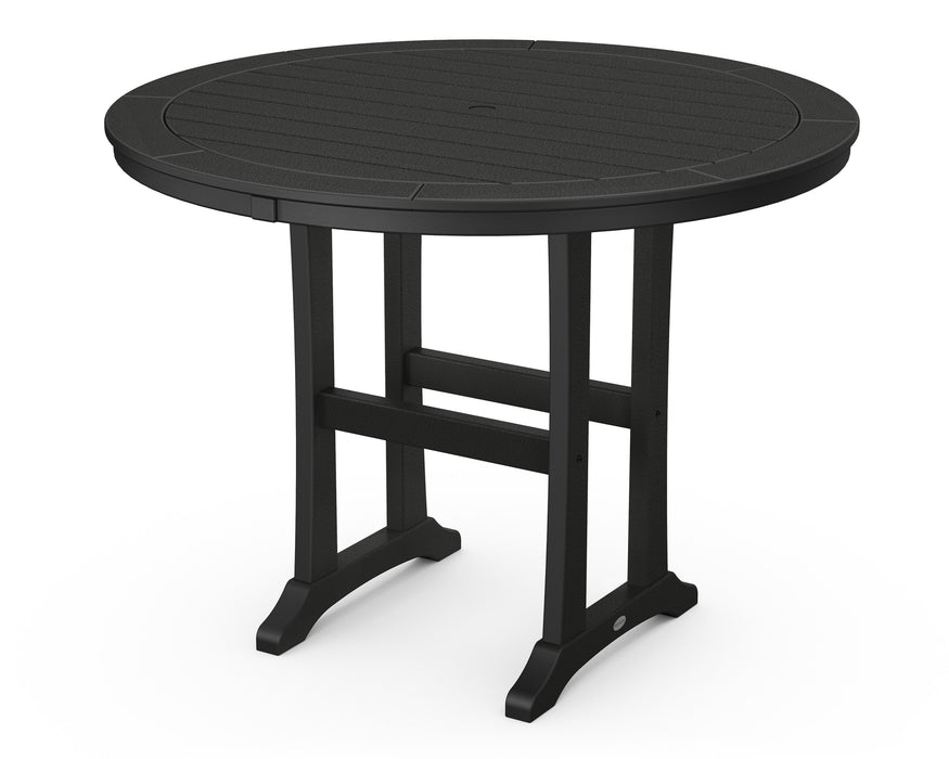 POLYWOOD Nautical Trestle 48" Round Counter Table in Black