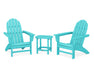 POLYWOOD Vineyard 3-Piece Adirondack Set with South Beach 18" Side Table in