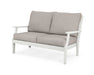 POLYWOOD Braxton Deep Seating Settee in Vintage White with Weathered Tweed fabric