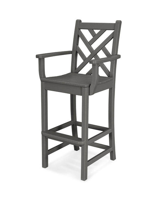 POLYWOOD Chippendale Bar Arm Chair in Slate Grey