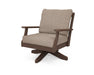 POLYWOOD Braxton Deep Seating Swivel Chair in Mahogany with Spiced Burlap fabric