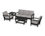 POLYWOOD Harbour 5-Piece Deep Seating Set in Black with Grey Mist fabric