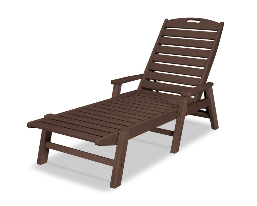 POLYWOOD Nautical Chaise with Arms in Mahogany