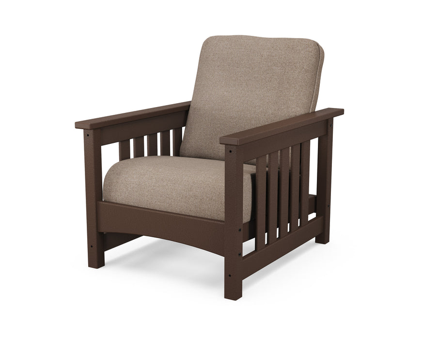 POLYWOOD Mission Chair in Mahogany with Spiced Burlap fabric