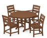POLYWOOD Lakeside 5-Piece Round Arm Chair Dining Set in Teak
