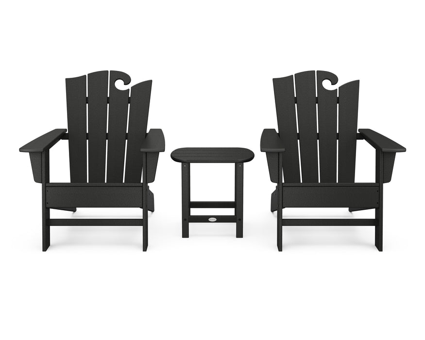 POLYWOOD Wave 3-Piece Adirondack Set with The Ocean Chair in Black