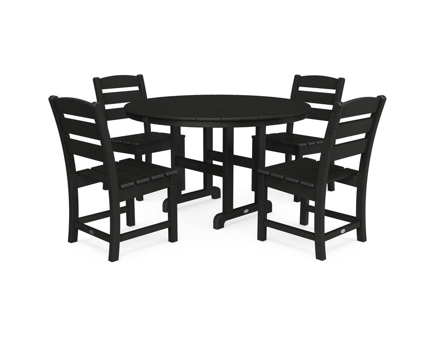 POLYWOOD Lakeside 5-Piece Round Side Chair Dining Set in Black