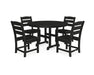 POLYWOOD Lakeside 5-Piece Round Side Chair Dining Set in Black