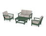 POLYWOOD Harbour 4-Piece Deep Seating Set in Green with Weathered Tweed fabric
